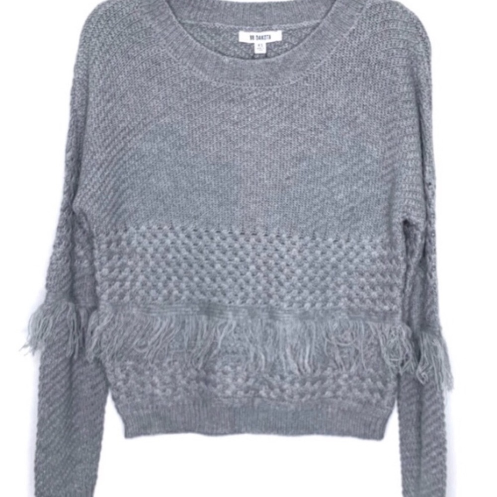 BB Dakota Grey Fringe Sweater